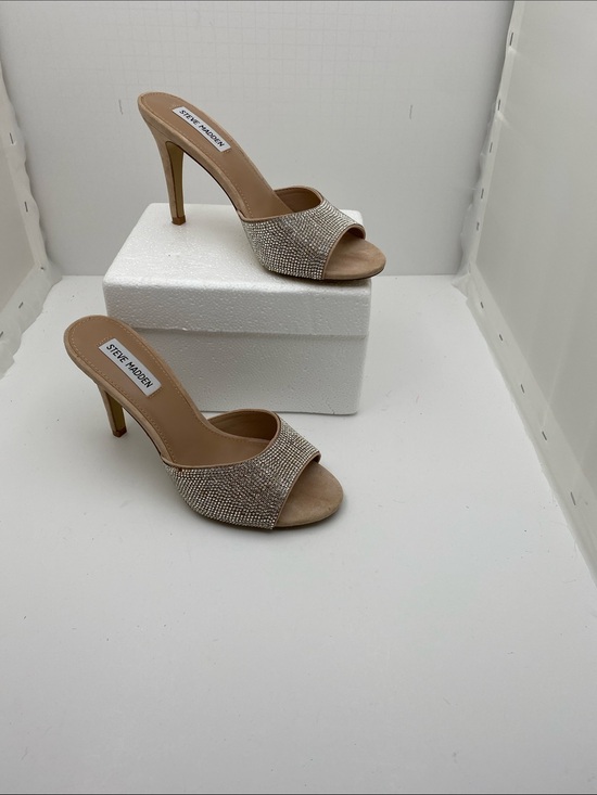 Steve Madden Shoes - Steve Madden Nude Rhinestone Open-Toe Mule Heels
